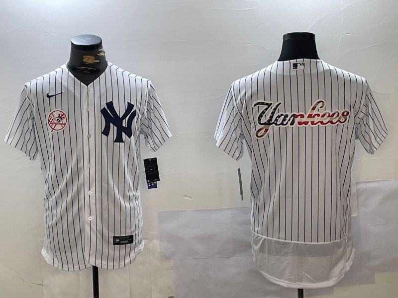 Men New York Yankees Blank White stripe Elite 2024 Nike MLB Jersey style 10164